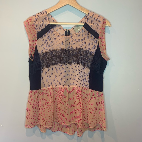 ANTHROPOLOGIE MAEVE PEPLUM Lace Sheer Blouse - Picture 2 of 6